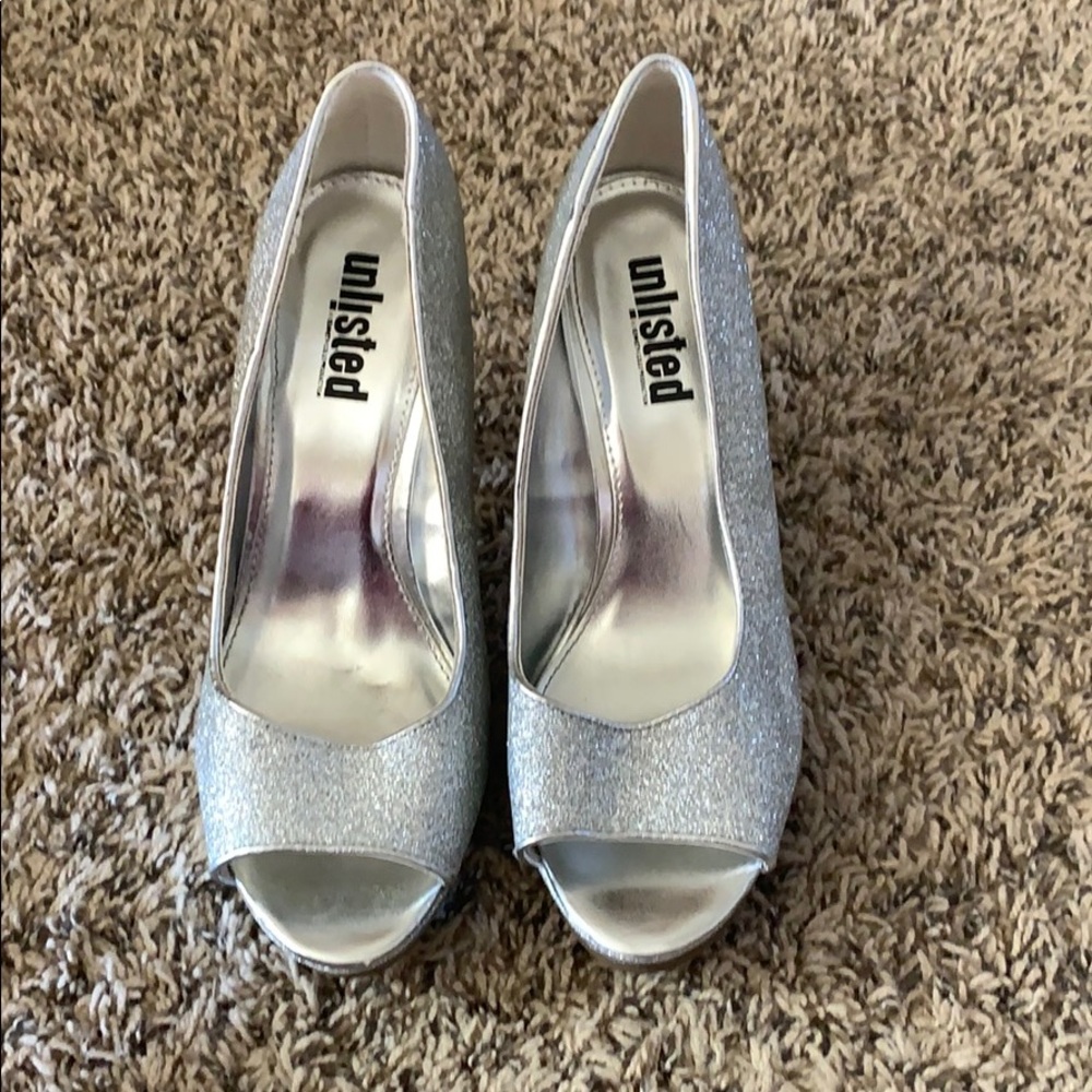 Silver sparkle heels